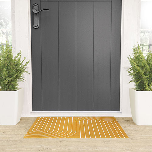 Minimal Line Curvature Gold Welcome Mat