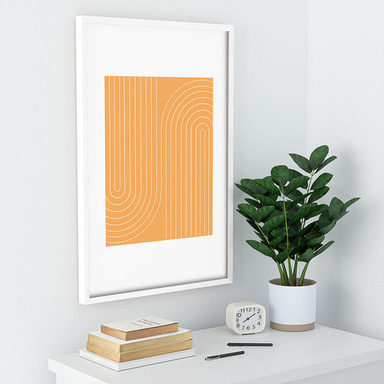Minimal Line Curvature Orange Recessed Framing Rectangle