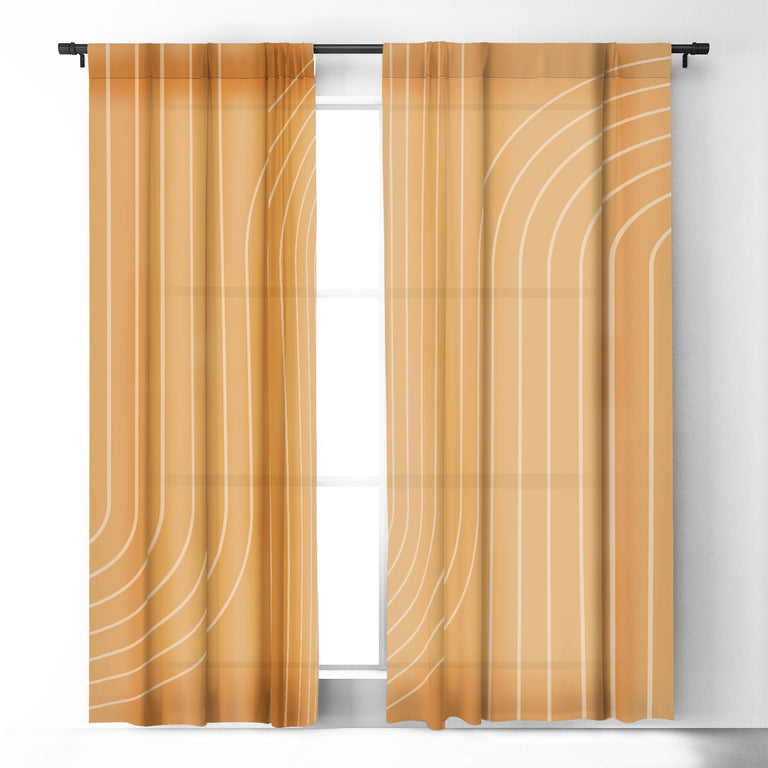 MINIMAL LINE CURVATURE ORANGE BLACKOUT NON REPEAT WINDOW CURTAIN