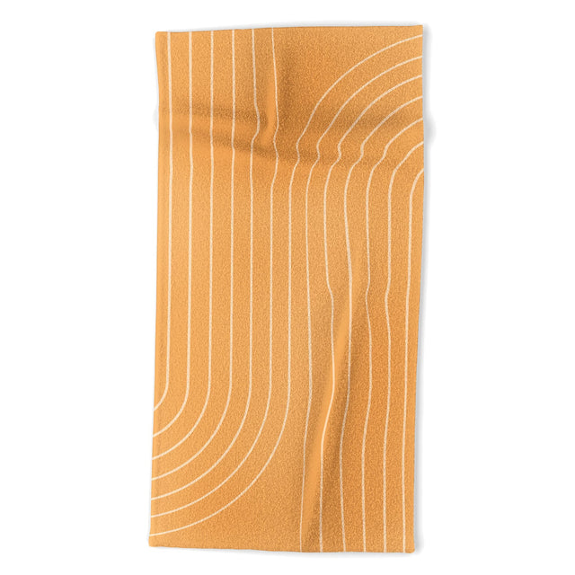 Minimal Line Curvature Orange Beach Towel