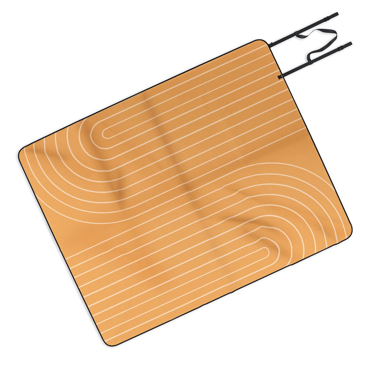 Minimal Line Curvature Orange Picnic Blanket