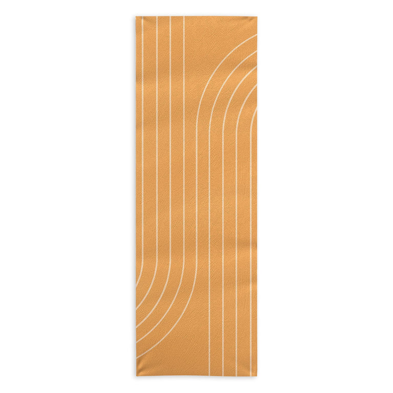 Minimal Line Curvature Orange Yoga Towel