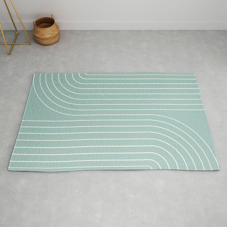 Minimal Line Curvature Sage Area Rug
