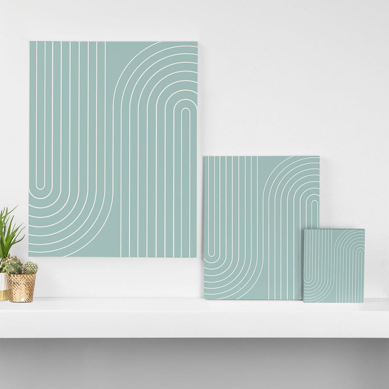 Minimal Line Curvature Sage Art Canvas