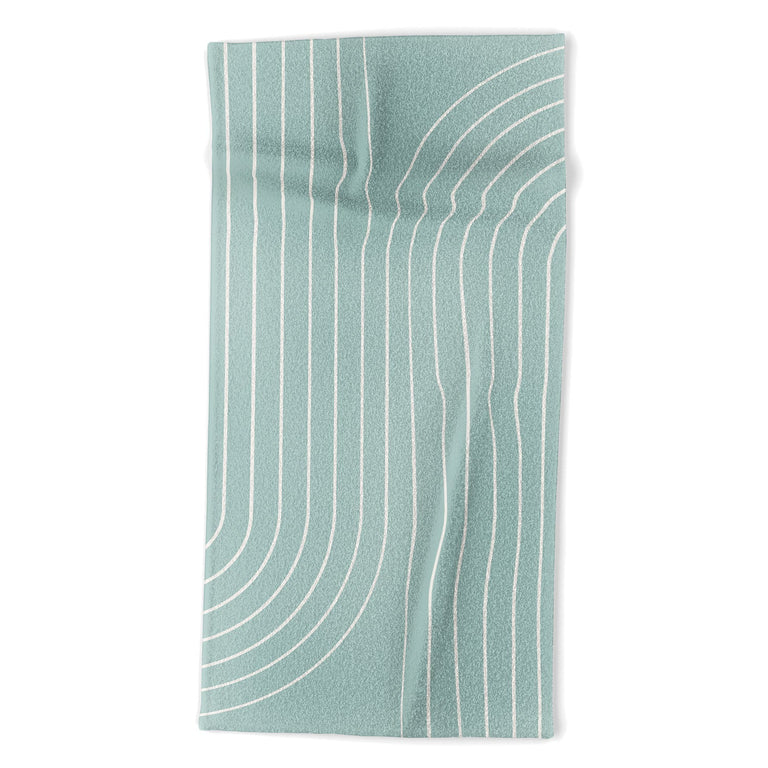 Minimal Line Curvature Sage Beach Towel