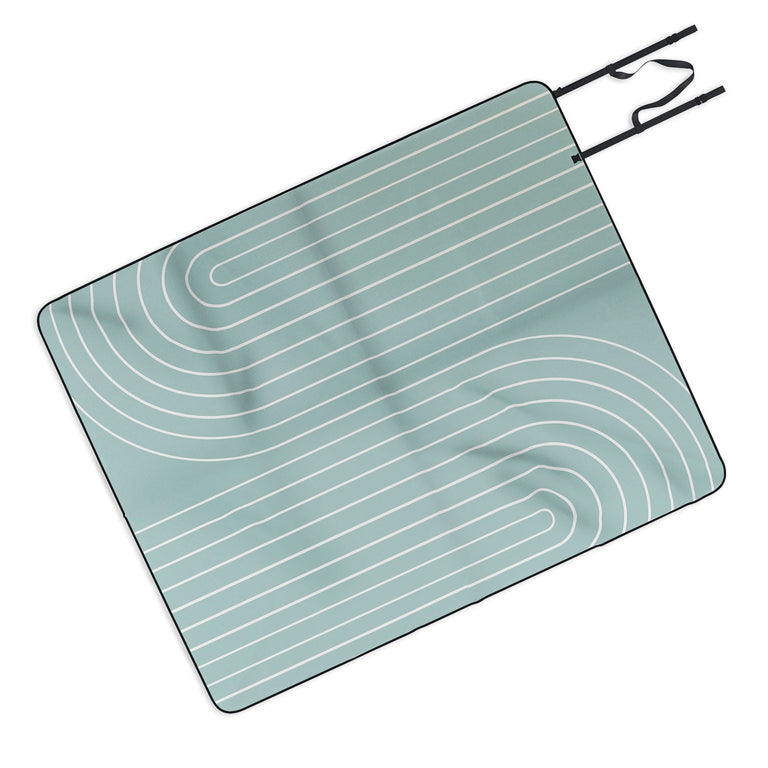 Minimal Line Curvature Sage Picnic Blanket