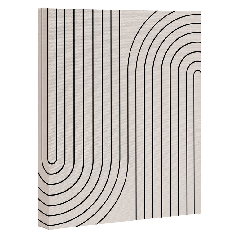 Minimal Line Curvature White Art Canvas