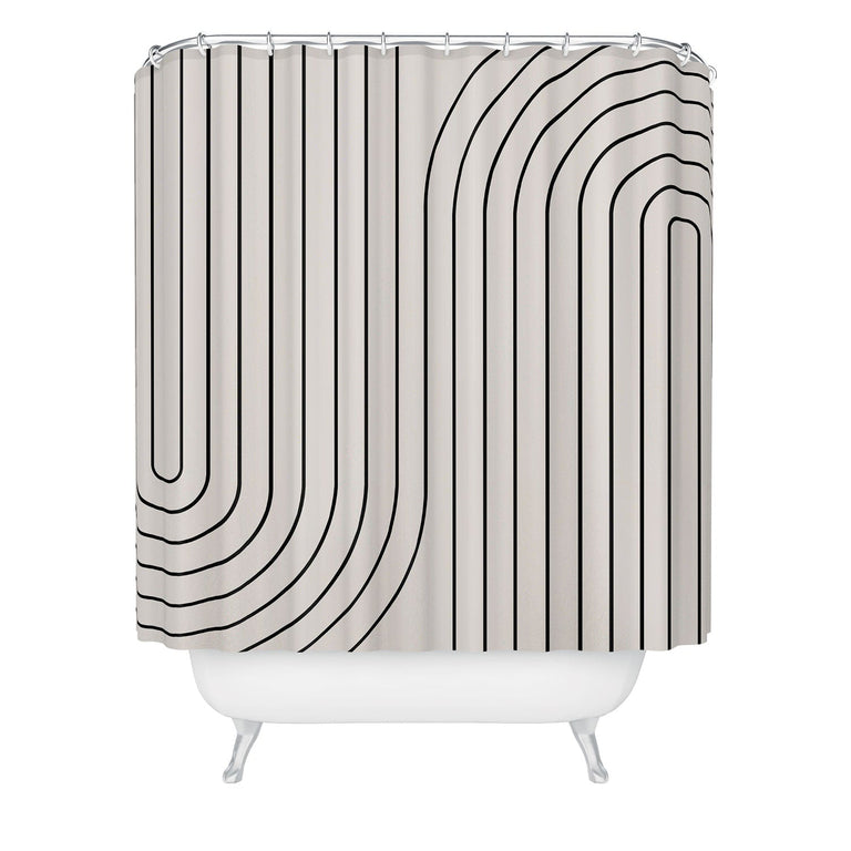 COLOUR POEMS MINIMAL LINE CURVATURE WHITE SHOWER CURTAIN