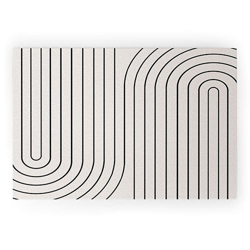 Minimal Line Curvature White Welcome Mat