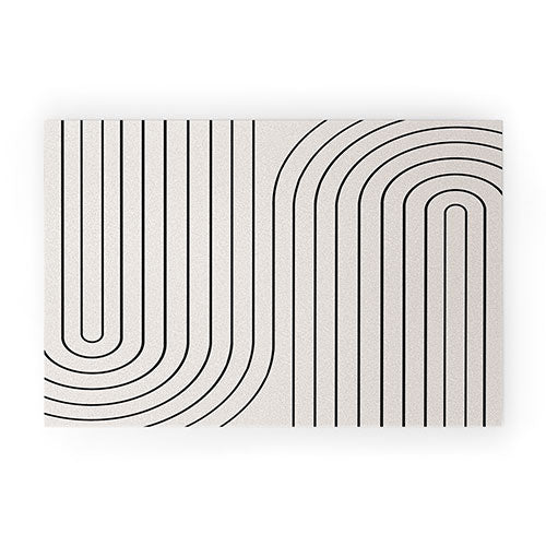 Minimal Line Curvature White Welcome Mat