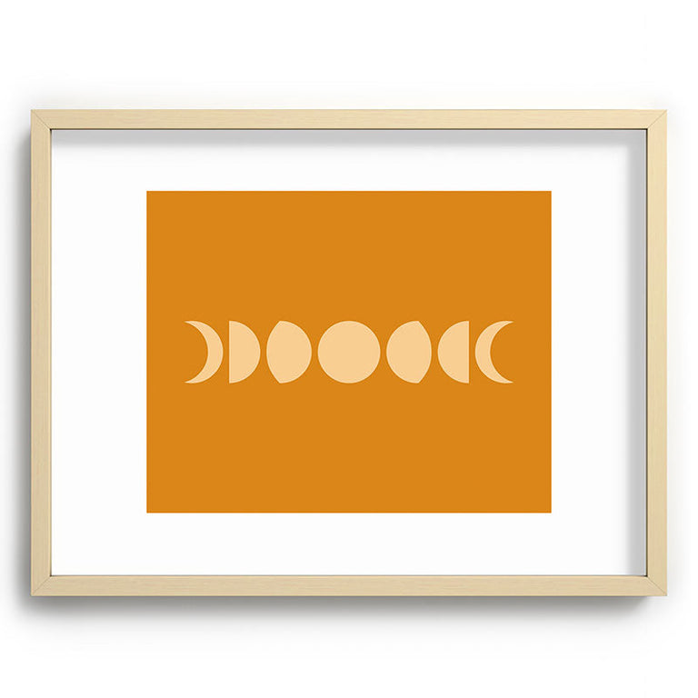 Minimal Moon Phases Orange Recessed Framing Rectangle