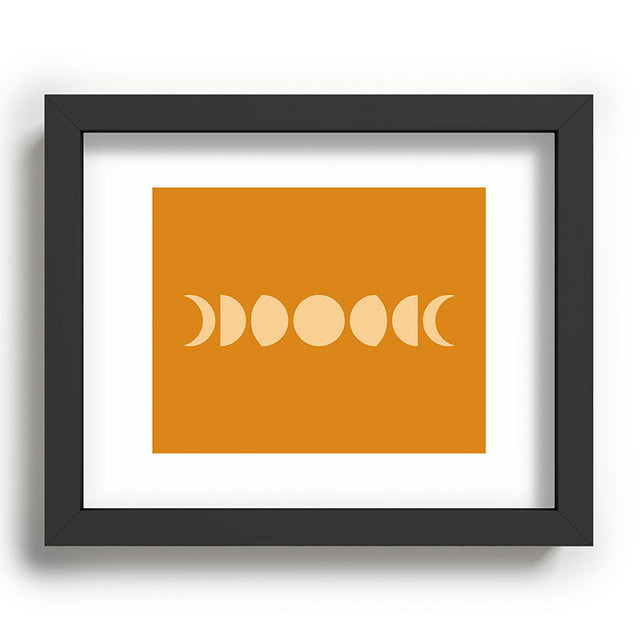 Minimal Moon Phases Orange Recessed Framing Rectangle