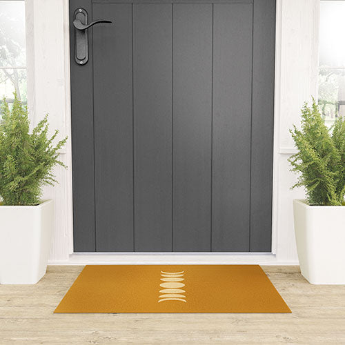 Minimal Moon Phases Orange Welcome Mat