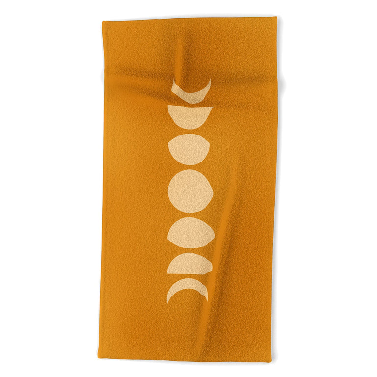 Minimal Moon Phases Orange Beach Towel