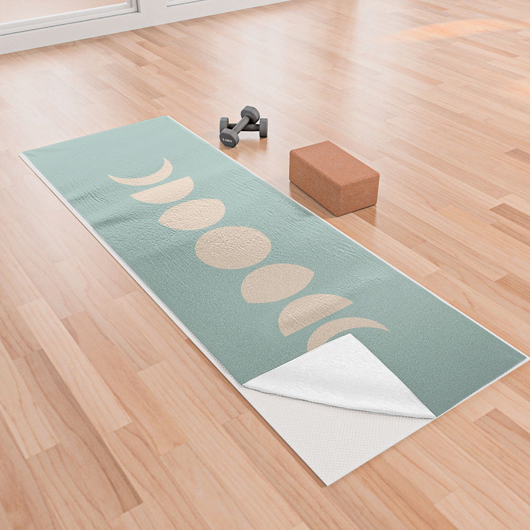 Minimal Moon Phases Sage Yoga Towel