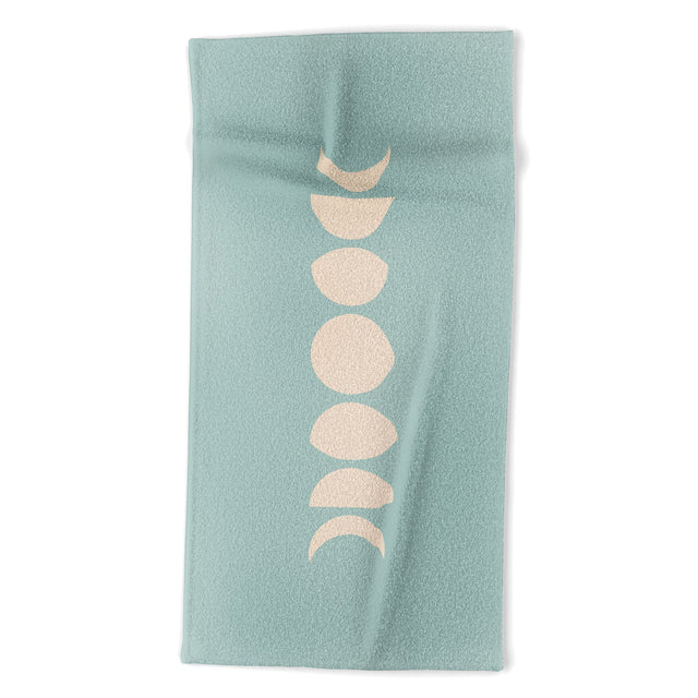 Minimal Moon Phases Sage Beach Towel