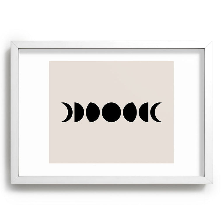 Minimal Moon Phases White Recessed Framing Rectangle