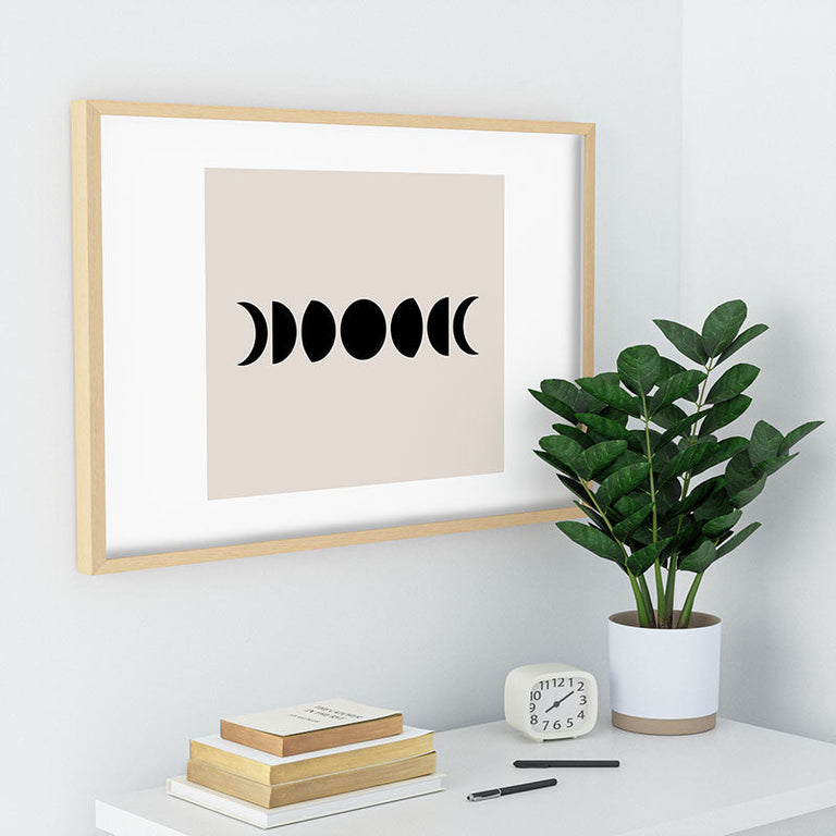 Minimal Moon Phases White Recessed Framing Rectangle