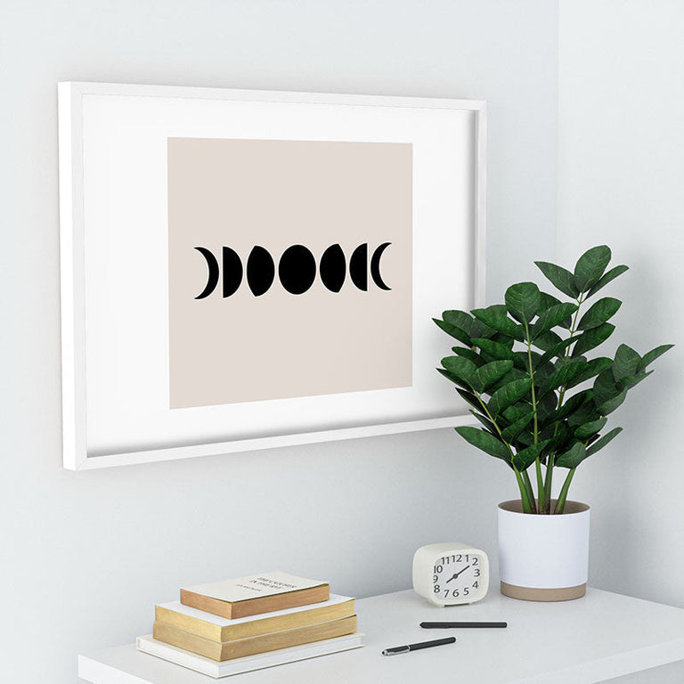 Minimal Moon Phases White Recessed Framing Rectangle