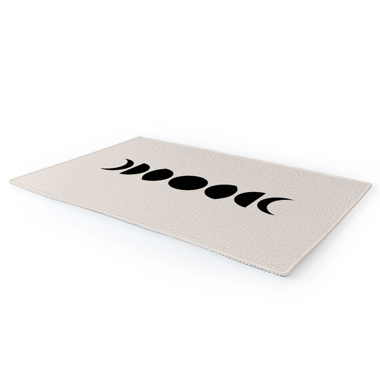 Minimal Moon Phases White Area Rug