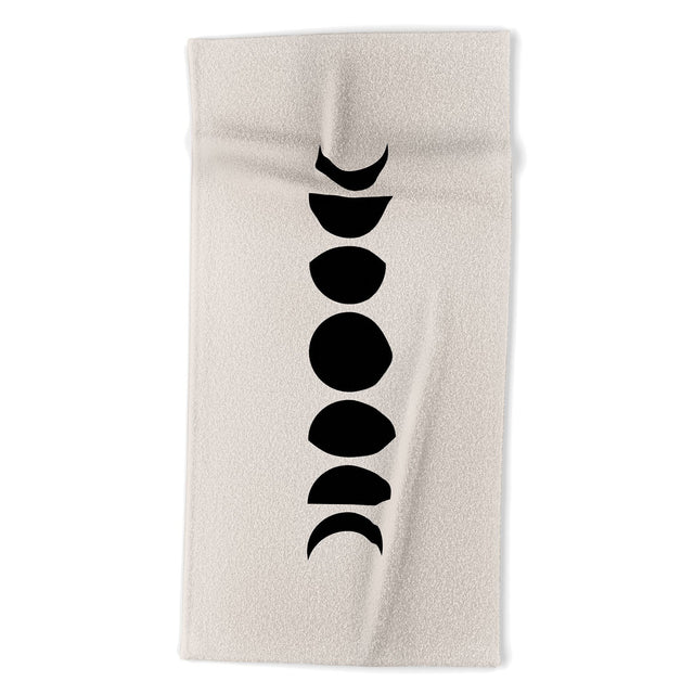 Minimal Moon Phases White Beach Towel