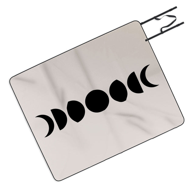 Minimal Moon Phases White Picnic Blanket