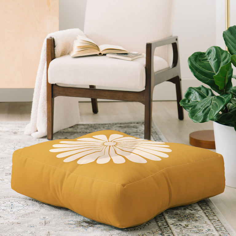 Retro Daisy XIX Floor Pillow Square