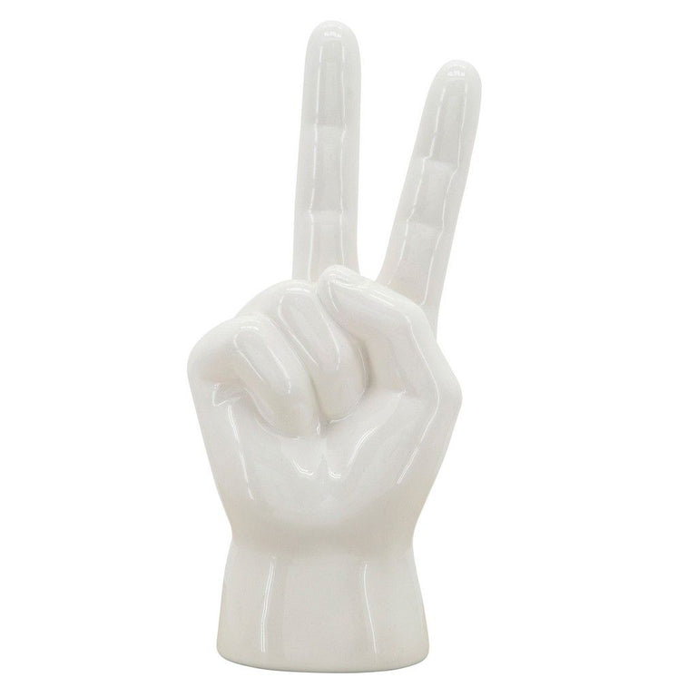 WHITE PEACE SIGN HAND | FIGURINE | STAG & MANOR