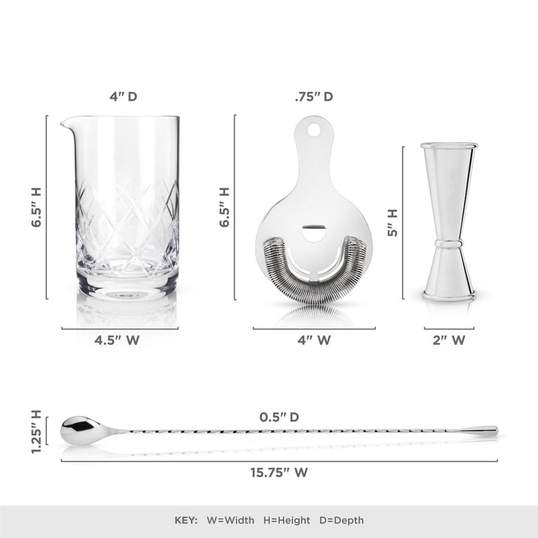 4-PIECE STAINLESS STEEL MIXOLOGIST BARWARE SET