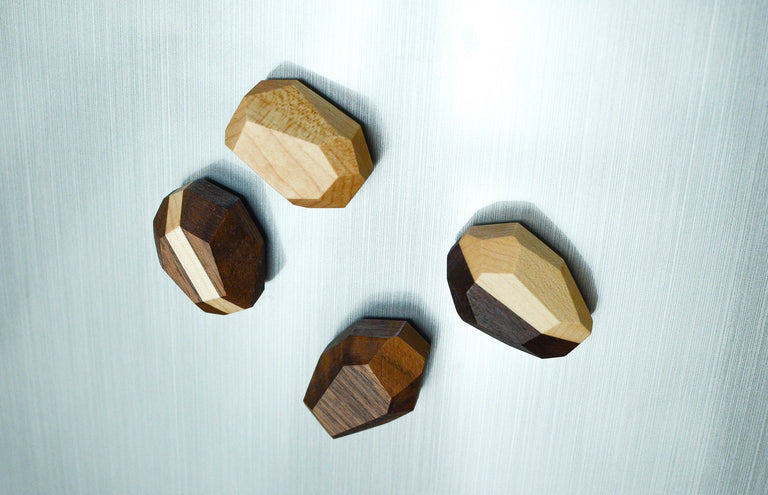 Geometric Wooden Magnets (Set of 4) by Iron Roots Designs | made in Berkeley, CA