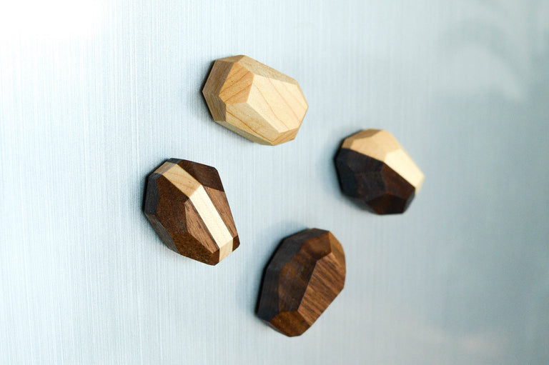 Geometric Wooden Magnets (Set of 4) by Iron Roots Designs | made in Berkeley, CA