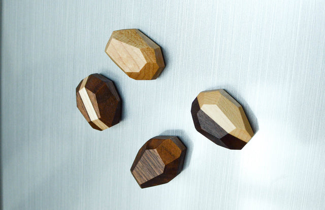 Geometric Wooden Magnets (Set of 4) by Iron Roots Designs | made in Berkeley, CA