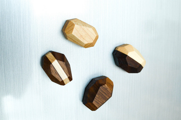 Geometric Wooden Magnets (Set of 4) by Iron Roots Designs | made in Berkeley, CA