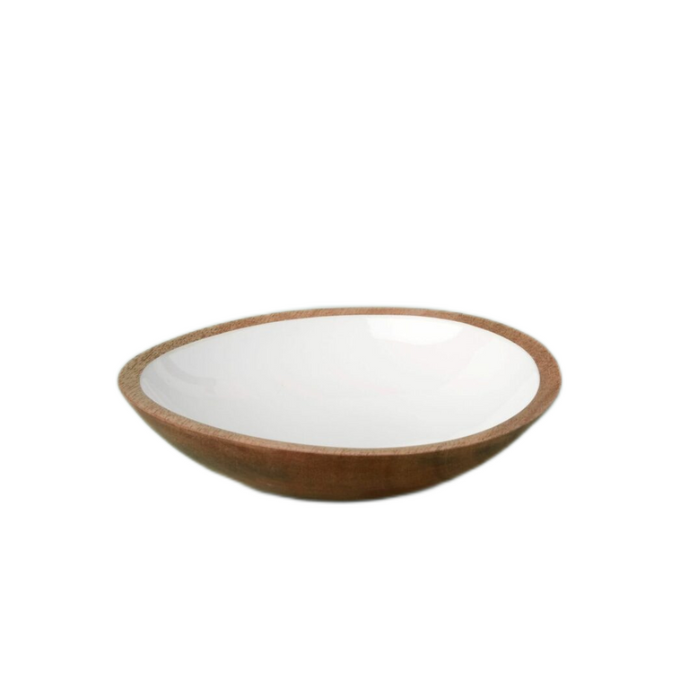 MANGO WOOD & ENAMEL SHALLOW BOWL SMALL | ENTERTAINING