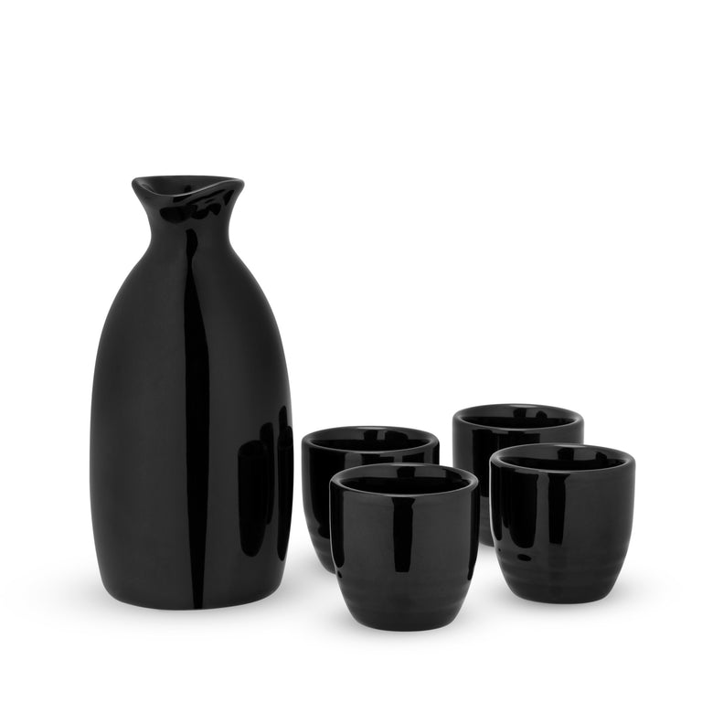 MOGA: 5-PIECE SAKE SET IN BLACK 