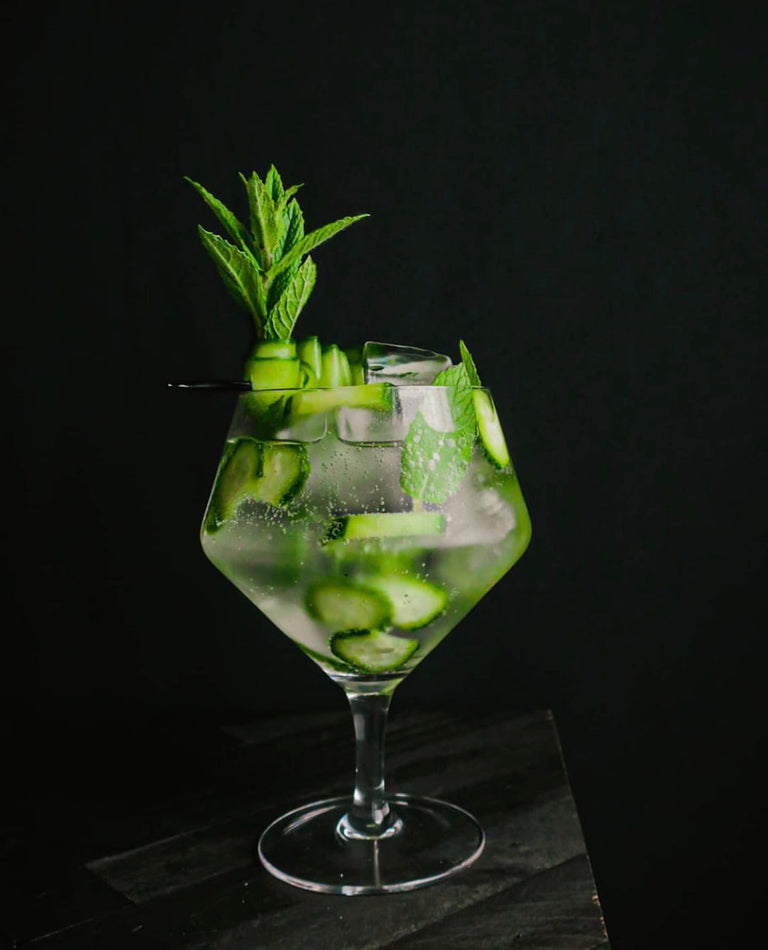 ANGLED CRYSTAL GIN TONIC GLASSES