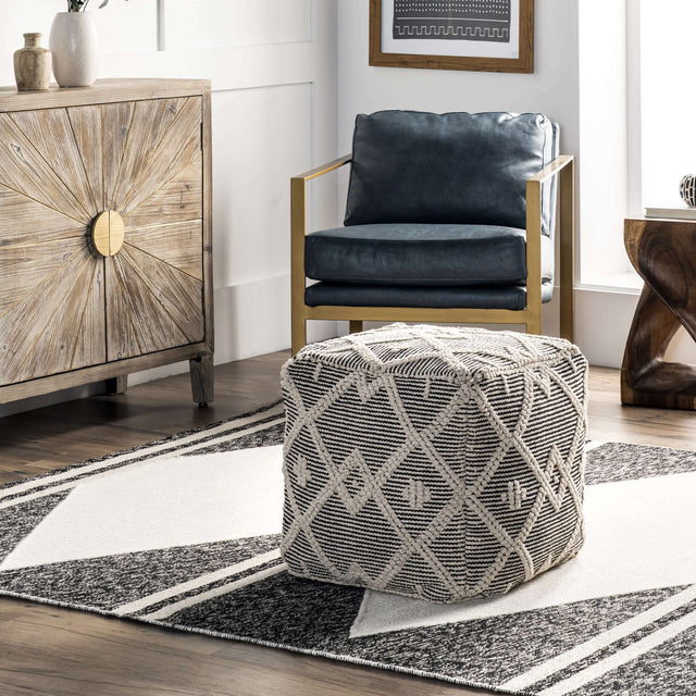TEXTURED MOROCCAN OTTOMAN POUF  | SEATING