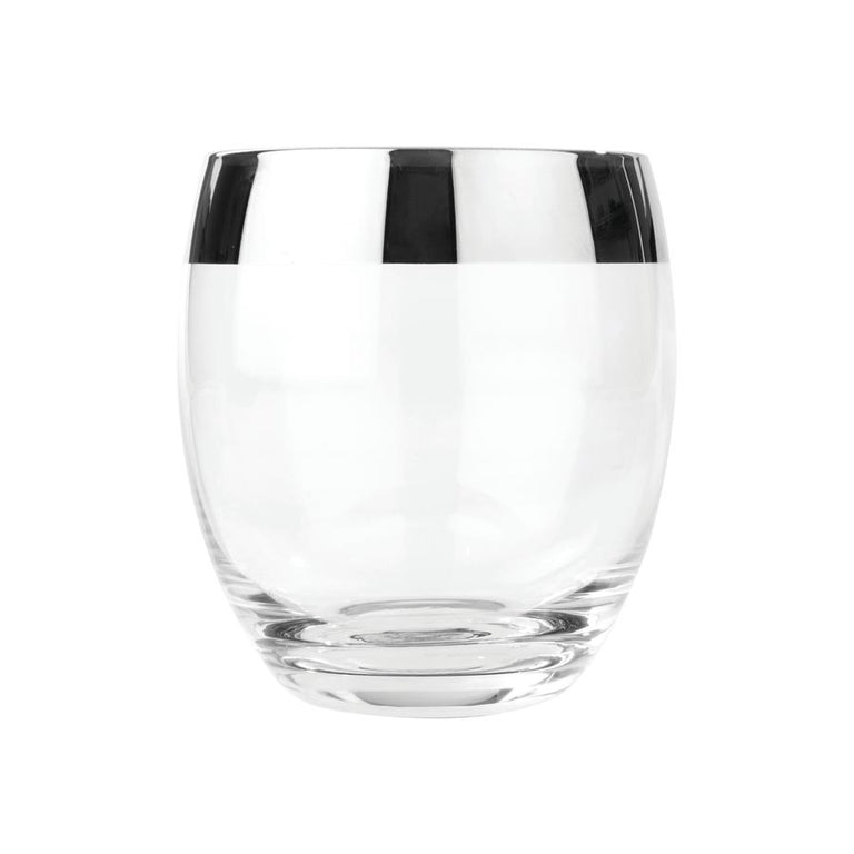 CHROME RIM CRYSTAL TUMBLERS | COCKTAIL