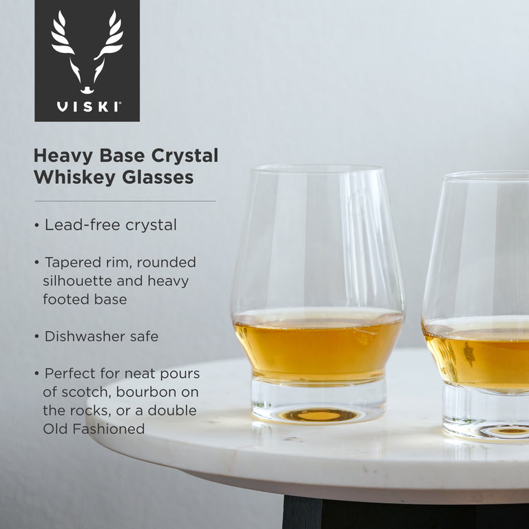 HEAVY BASE CRYSTAL WHISKEY GLASSES 