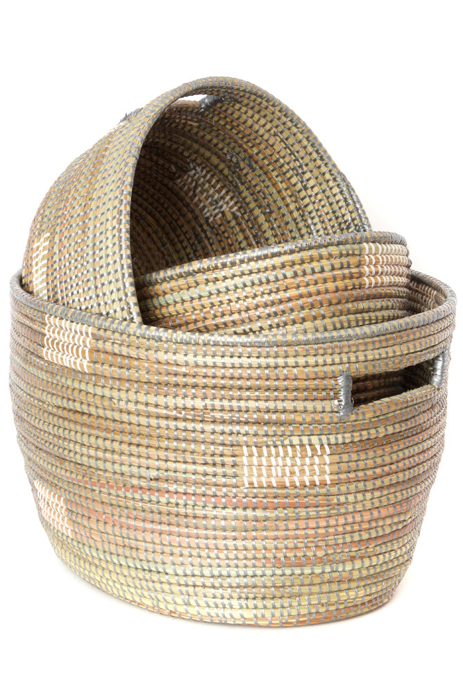 GREY BLOCK NESTING BASKET SET (SENEGAL)