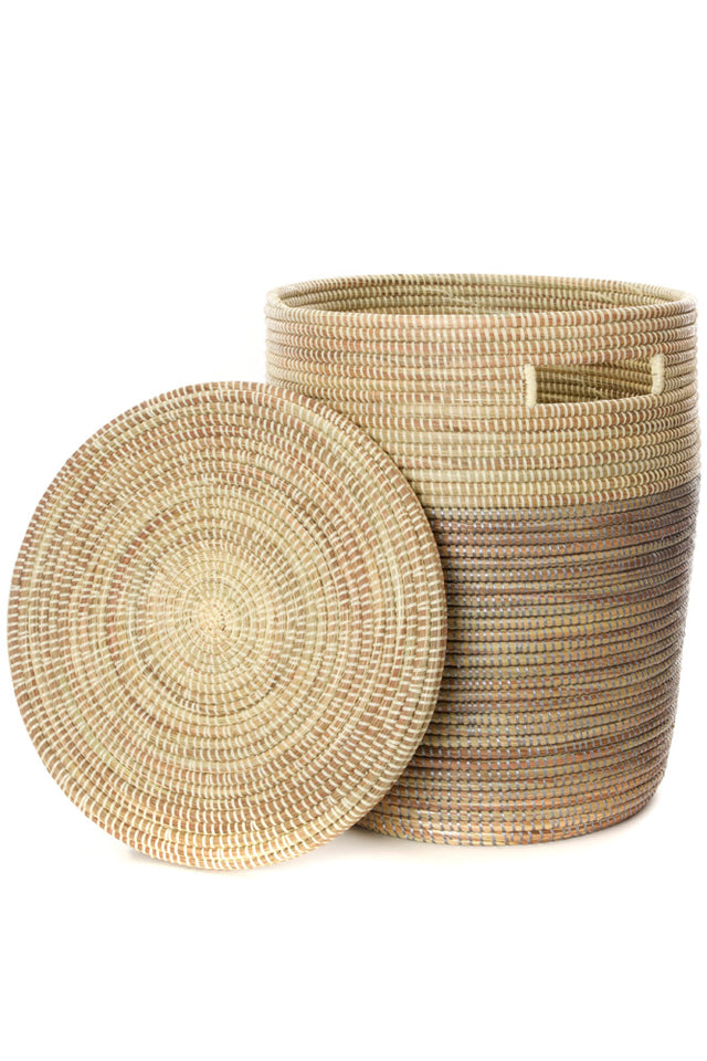 DUO-TONED FLAT-LIDDED BASKET (SENEGAL)