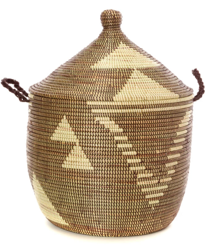 BROWN & IVORY DIAMOND CATHEDRAL BASKET (SENEGAL)