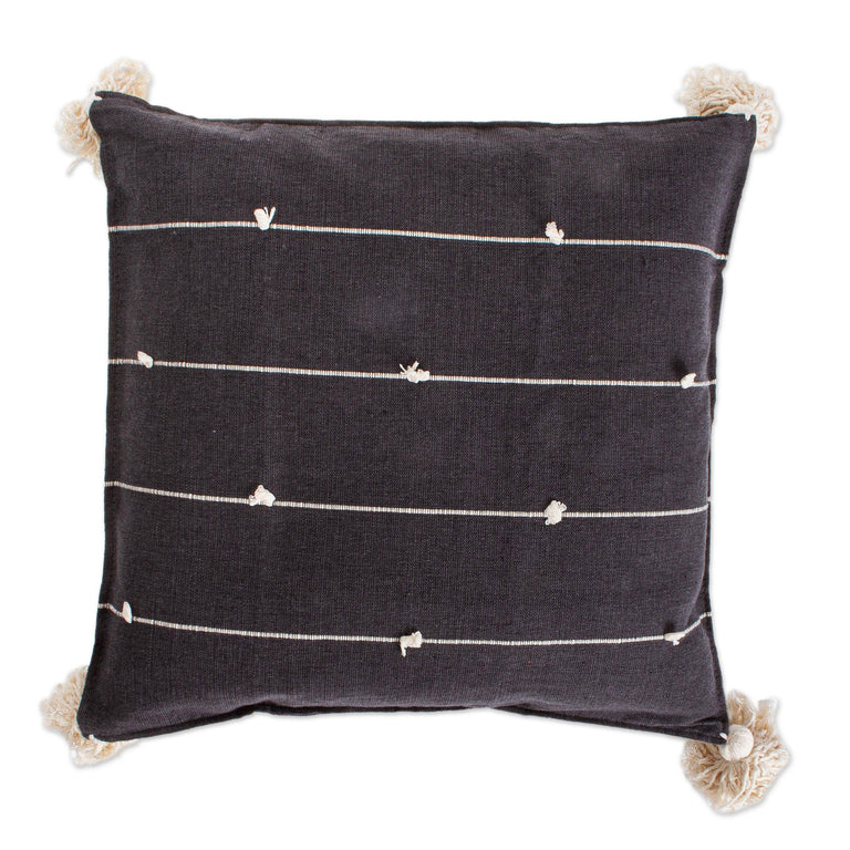 DARK GREY ON POINT STITCHED LINE PILLOW (OAXACA)