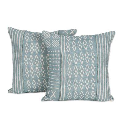 BLUE EMBROIDERED JADE SEA PILLOW (INDIA)