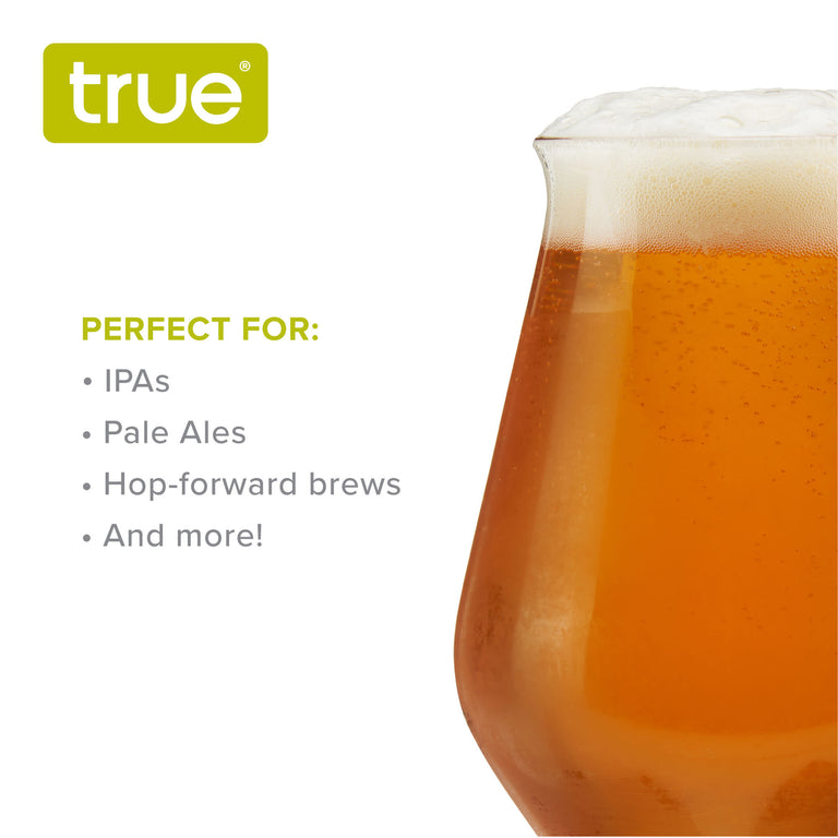 True Beer Glasses, IPA, 16 Ounce - 4 beer glasses
