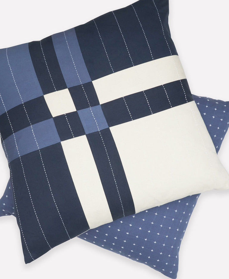 COBALT PATCHWORK THROW PILLOW | PILLOWS