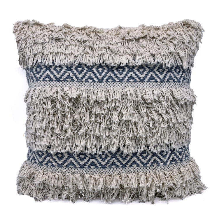 Blue & Ivory Wool Accent Pillow