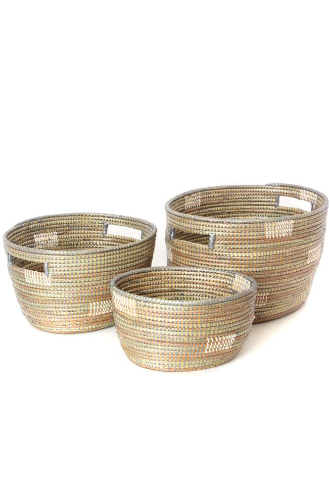GREY BLOCK NESTING BASKET SET (SENEGAL)