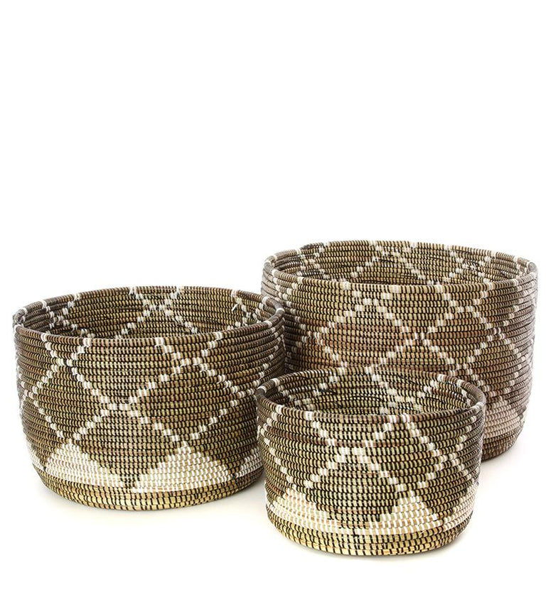 DARK DIAMOND NESTING BASKETS SET (SENEGAL)