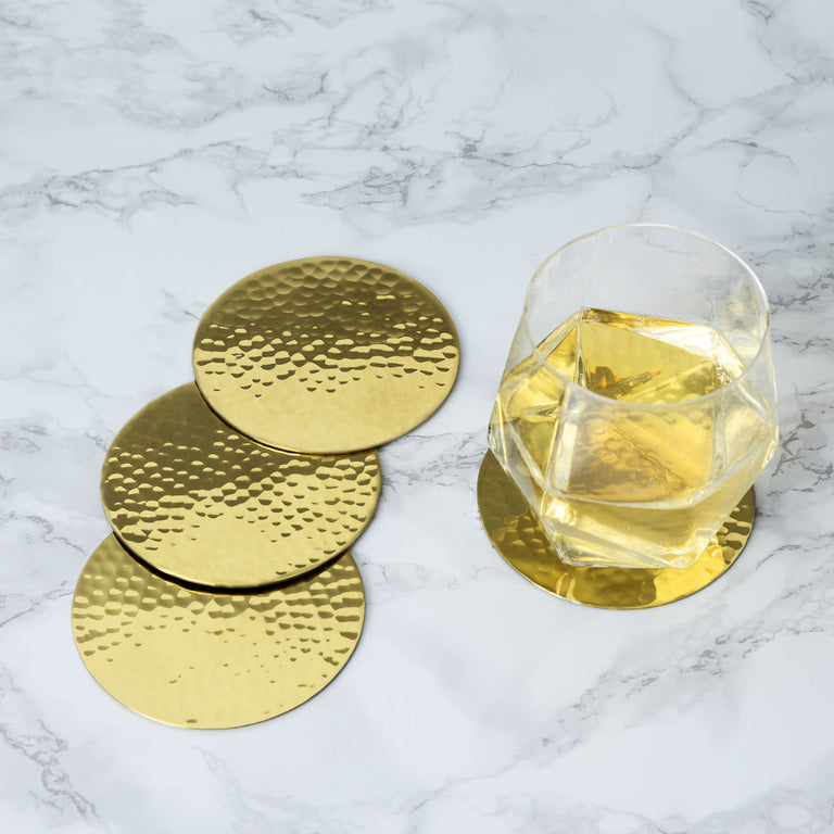 HAMMERED BRASS COASTERS